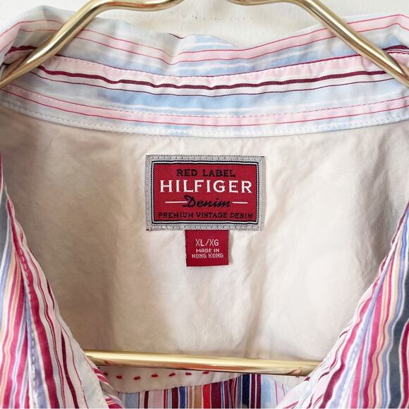 Tommy Hilfiger Red Label Y2K Multicolor Rainbow Short Sleeve Shirt XL - Picture 6 of 6